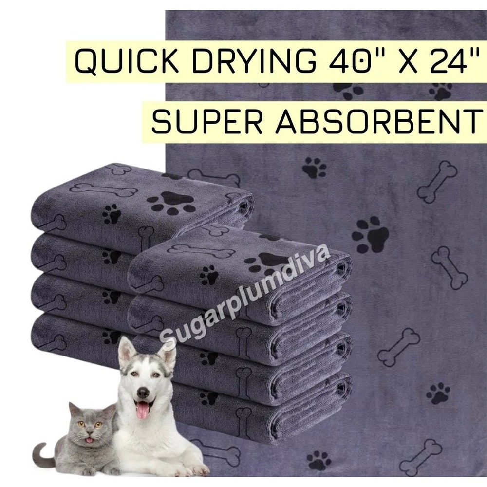 Super Absorbent Microfiber Pet Quick Drying Towels LARGE‎ 24'x40' Super Soft 4pk